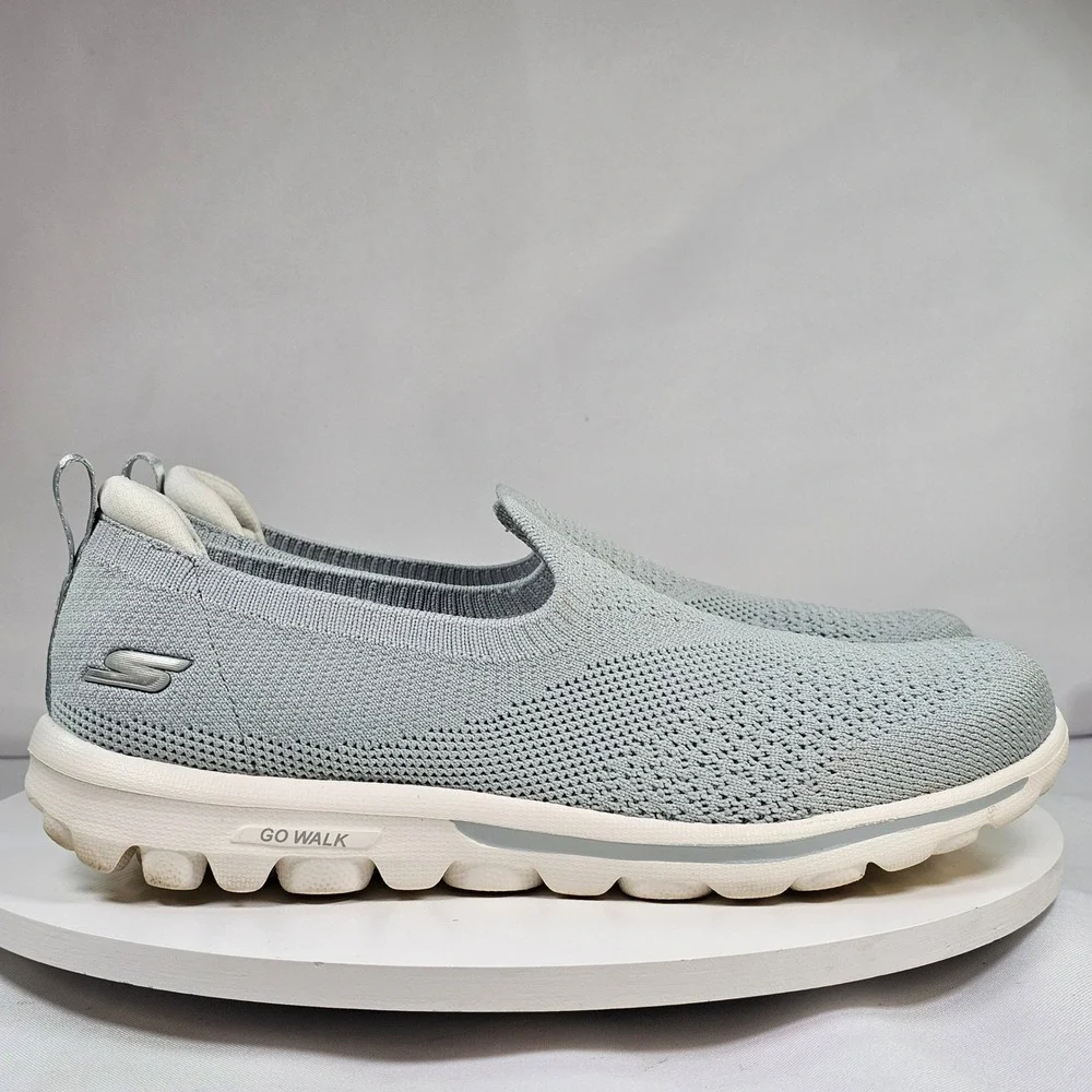 Skechers Go Walk Light Blue Knit Slip On Walking Shoes 125285 Womens 7.5